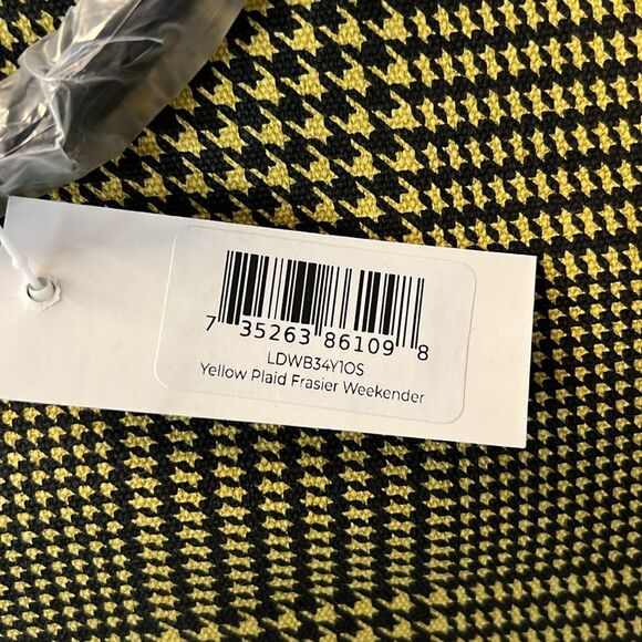 LuLu Dharma Weekender Tote Bag Yellow Plaid Frasier New with Tags - Picture 7 of 9